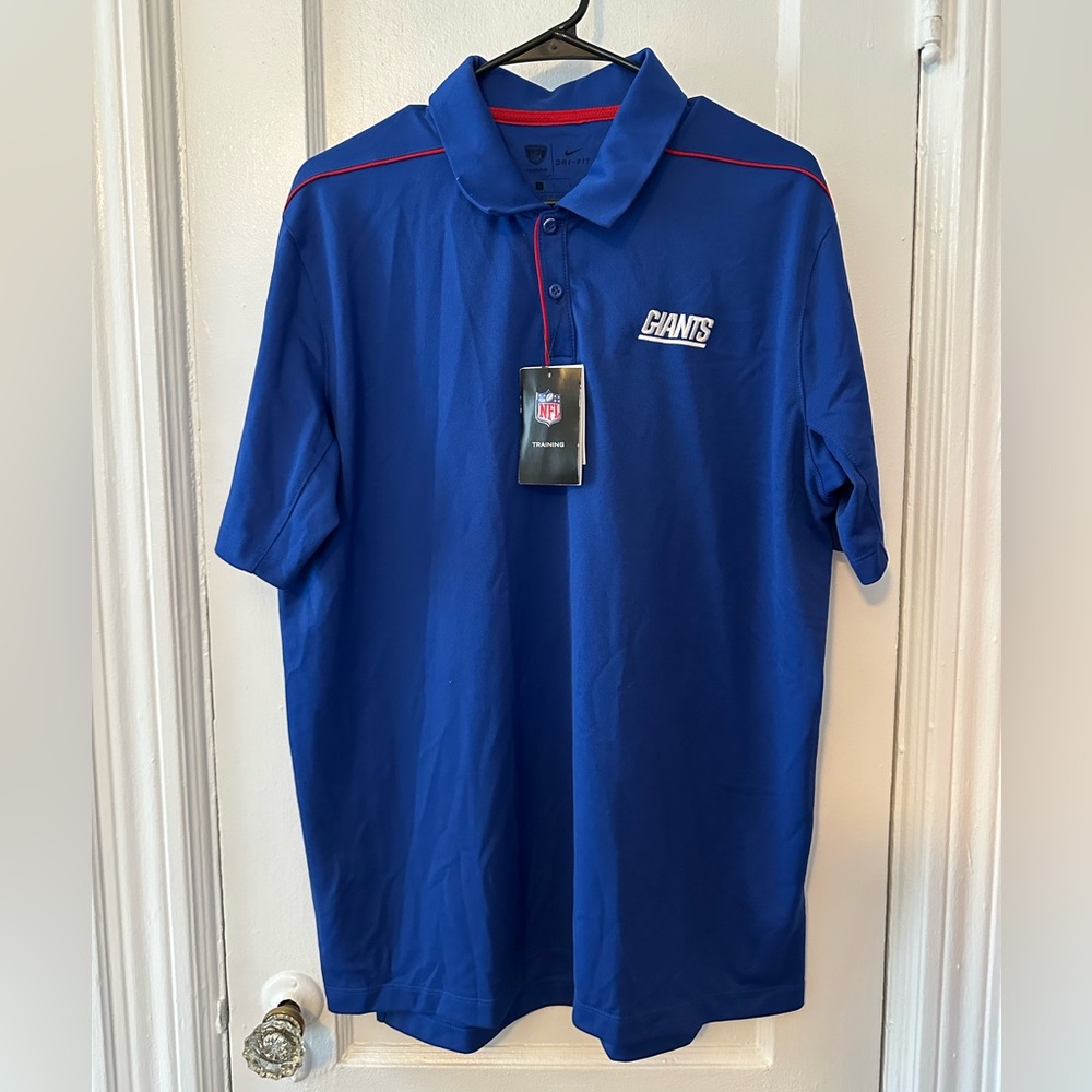 Nike Royal Blue Giants Men Dri Fit New York Giants Coach's Polo Shirt Large NEW